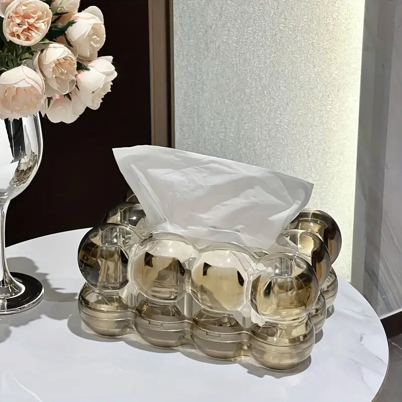 Ronde Acryl Tissuebox Transparant Sculptuurvorm Woonkamer Slaapkamer Kantoor Decoratief Interieurobject | Sansoti