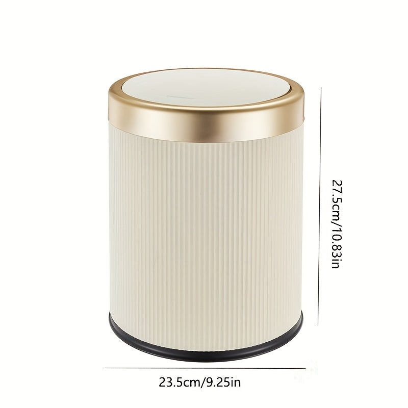 Luxe Prullenbak Ovaal Met Drukdeksel Dubbele Binnenemmer 23,5x27,5cm | Sansoti