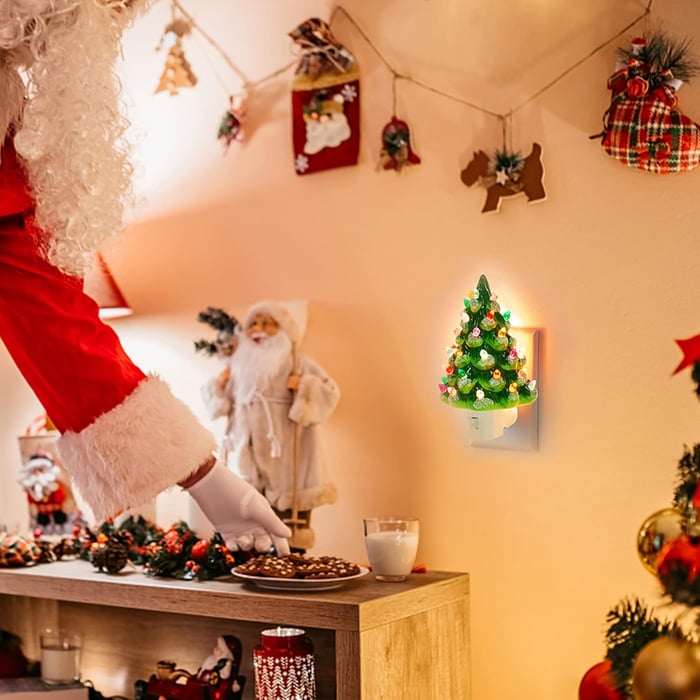 Decoratieve Verlichte Kerstboom Nachtlamp Warmwit LED Sfeerverlichting Hars voor Kerstdecoratie Slaapkamer Woonkamer | Sansoti