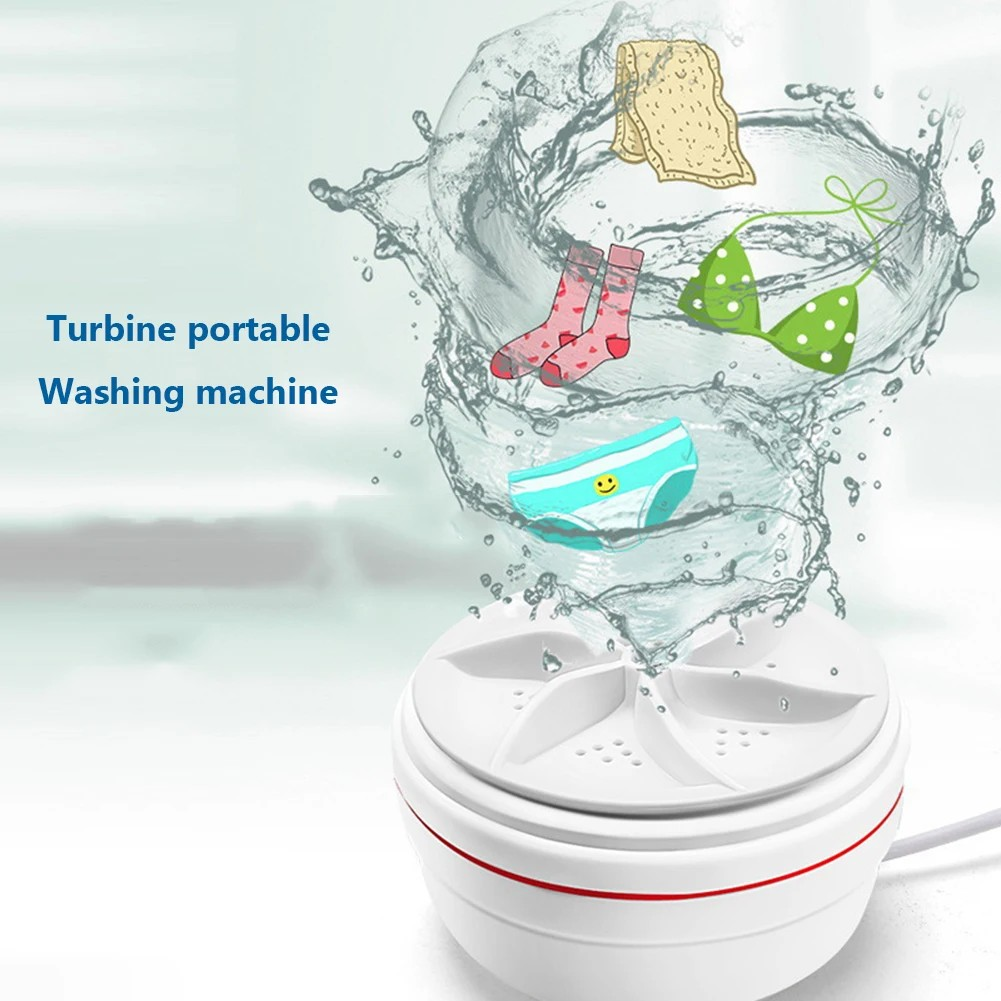 Portable Mini Washing Machine 10x10cm White ABS 4 Wash Modes for Camping Travel Home Underwear Small Laundry | Sansoti