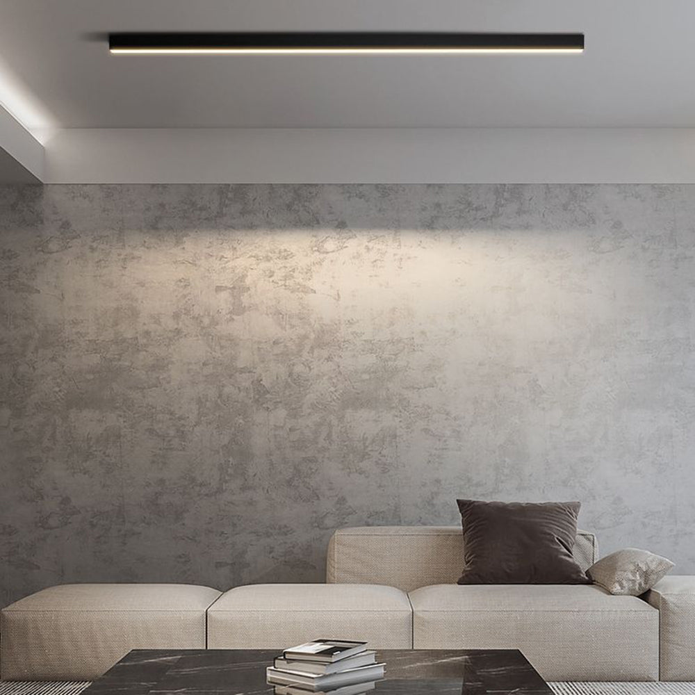 Modern Linear LED Ceiling Light Black Metal 60-120cm Energy-Efficient Dimmable Sleek Design for Living Room | Sansoti