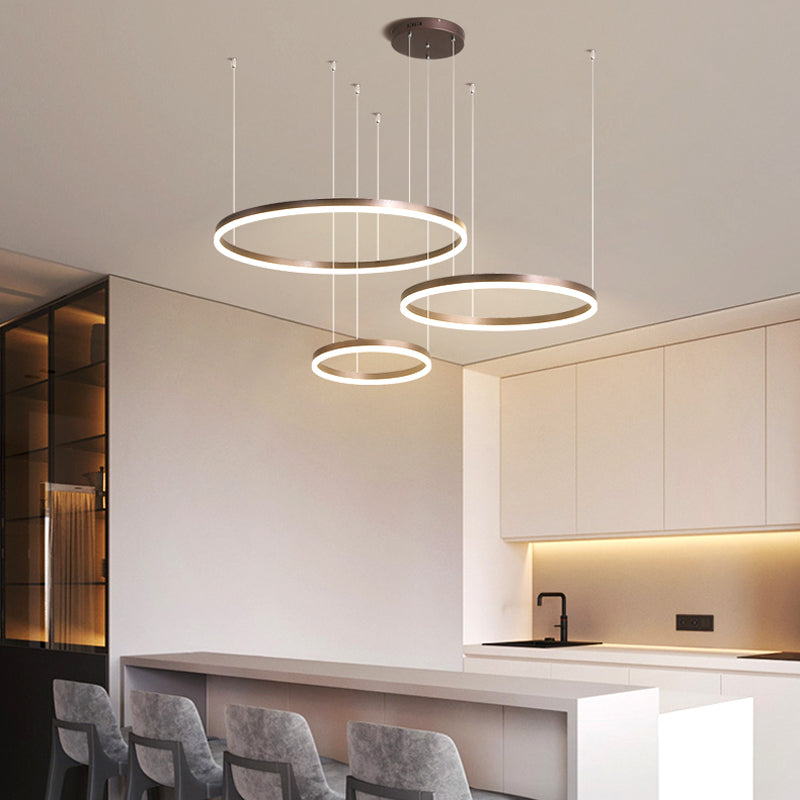 Hängeleuchte Ring LED Rund Metall Schwarz Gold Kaffee Dimmbar Wohnzimmer Schlafzimmer Esszimmer | Restfield