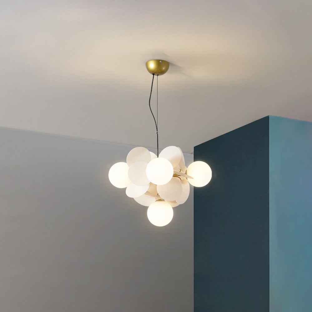 Glas-Kronleuchter mit Acryl-G9-LED-Blütenzweigen, dimmbar, drei Farben, Wohnzimmer, Esszimmer, Deckenbeleuchtung | Sansoti