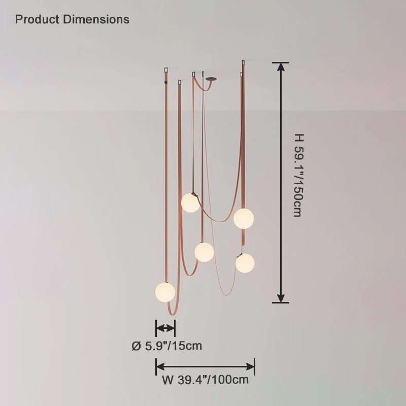 Hanglamp Leer Glas Bollen Luxe Verstelbaar Warm Wit Woonkamer Eetkamer | Sansoti