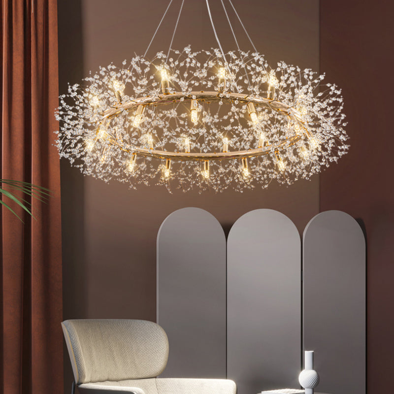 Hängeleuchte Kristall Metall Goldfarben Modernes Design LED E27 Wohnzimmer Esszimmer Stimmungsvolle Beleuchtung | Sansoti
