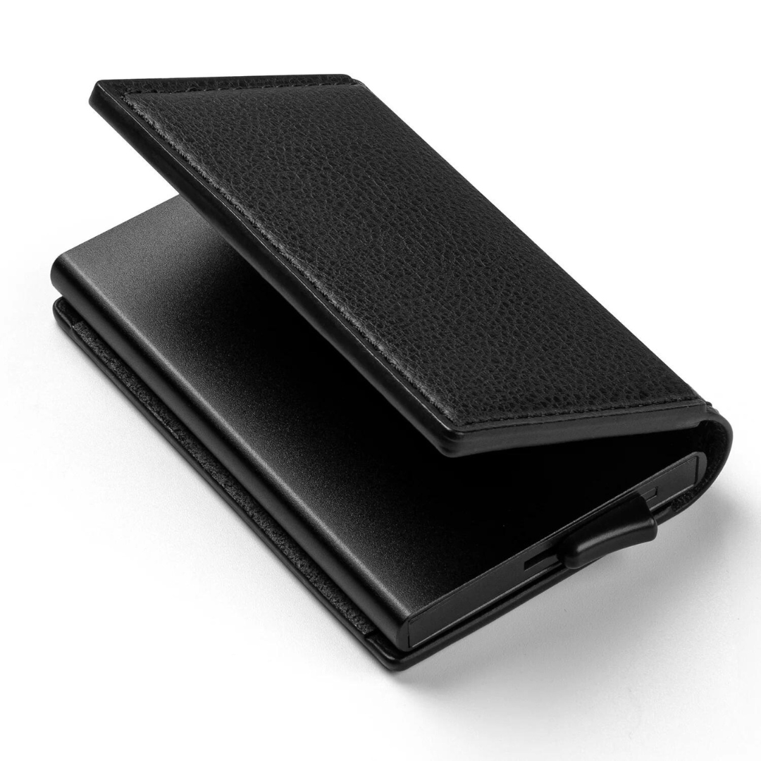 Portemonnee Leer Slim RFID Blokkering 14 Kaarten Aluminium Drukknop Handgemaakt Premium | Sansoti