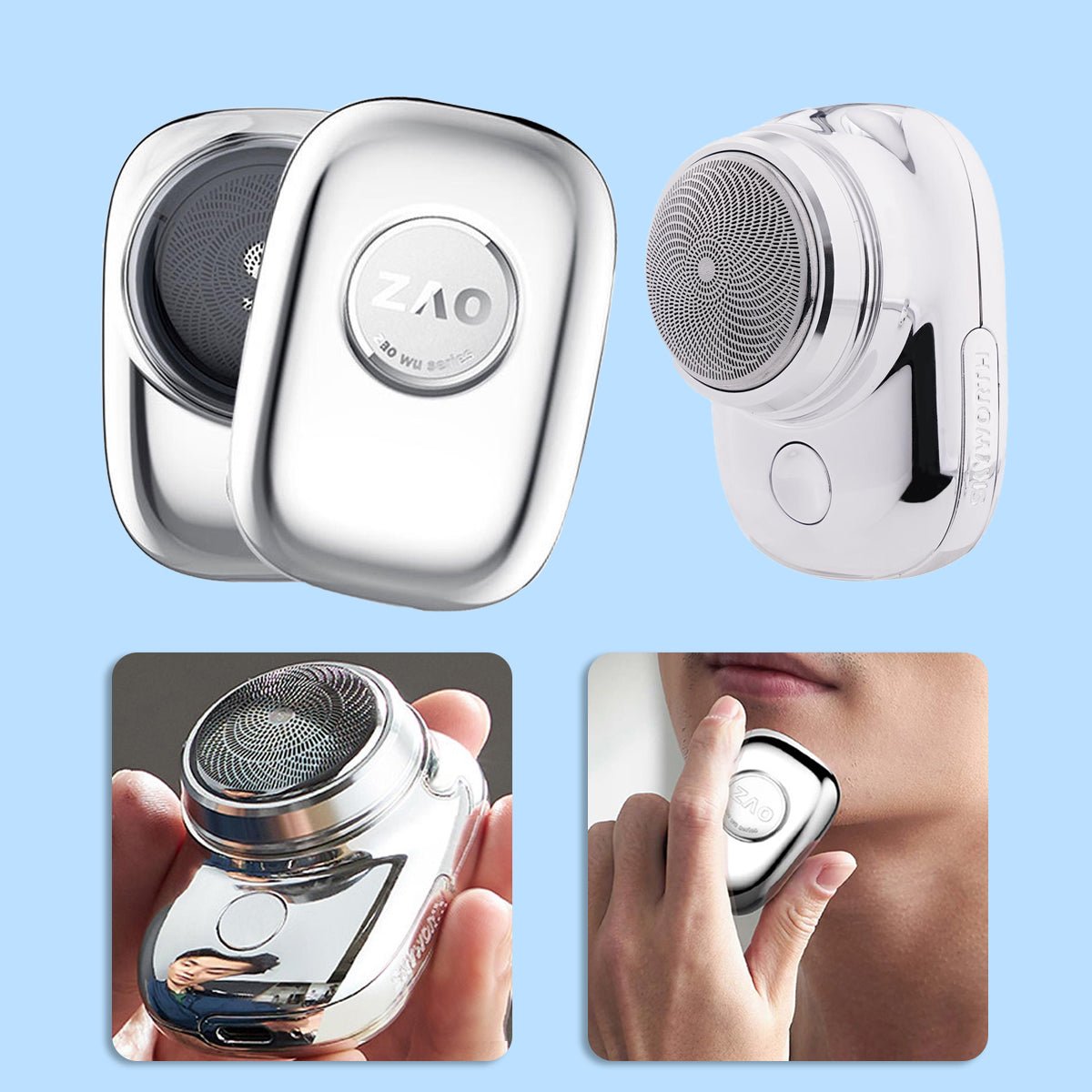 Compact Electric Men's Shaver, USB Rechargeable, Water-Resistant, Travel Size, 60-Minute Cordless Shaving | Sansoti