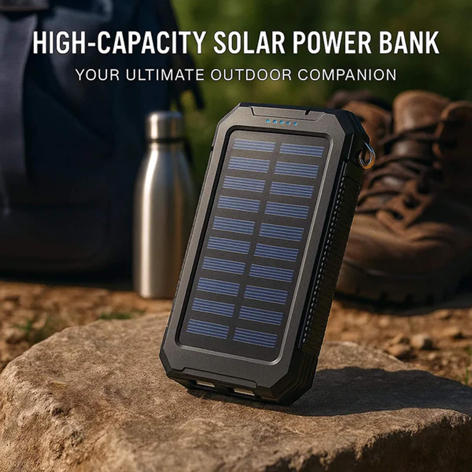 Solar Powerbank mit 500.000mAh Kapazität, Dual-USB-Anschlüssen und wasserdichtem Gehäuse für Outdoor und Notstrom | Restfield