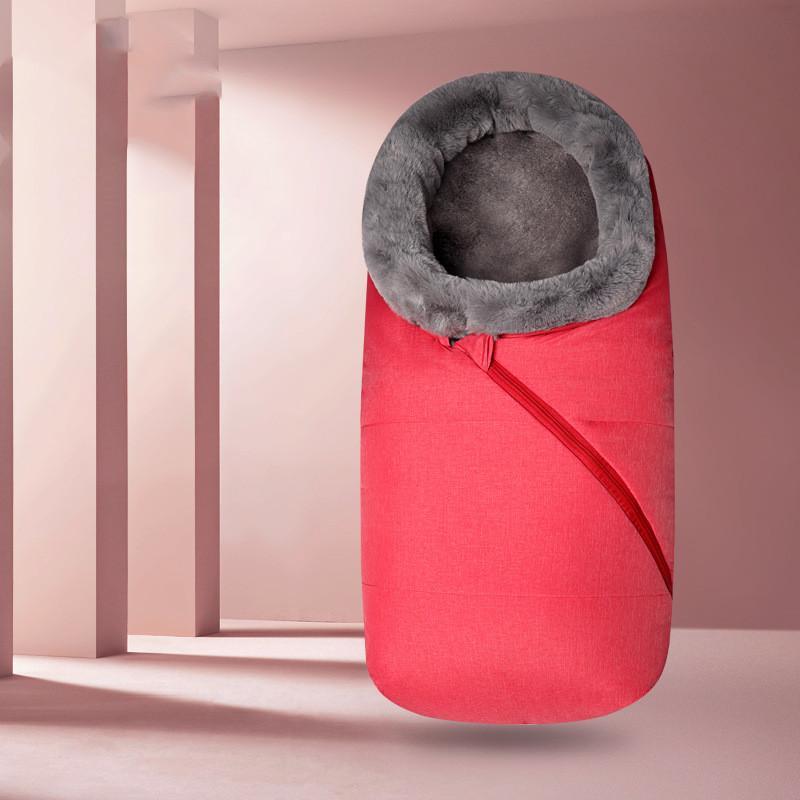 Warmer Fußsack für Kinderwagen, Winterschlafsack für Babys, universell mit Reißverschluss, Schwarz Grau, winddicht | Sansoti