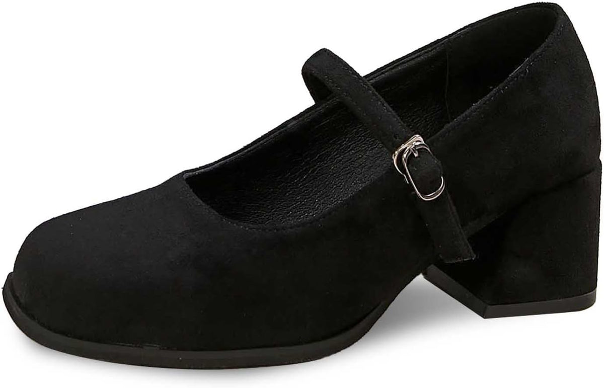 Suède Pumps met Gesp Dames Blokhak 5cm Klassiek Feest Dirndl Schoenen Oktoberfest Stijl Comfortabel Elegant | Sansoti