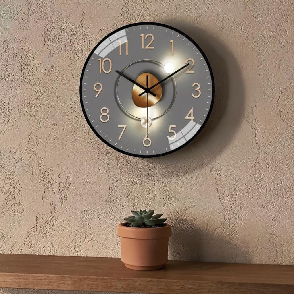 Wandklok Stil Quartz 20cm Kunststof Glas Metalen Wijzers Analoog Slaapkamer Woonkamer Kantoor Werkkamer Geen Tik-Tak Geluid AA Batterij | Sansoti