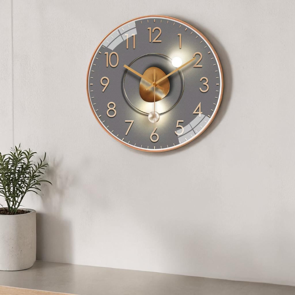 Wandklok Stil Quartz 20cm Kunststof Glas Metalen Wijzers Analoog Slaapkamer Woonkamer Kantoor Werkkamer Geen Tik-Tak Geluid AA Batterij | Sansoti