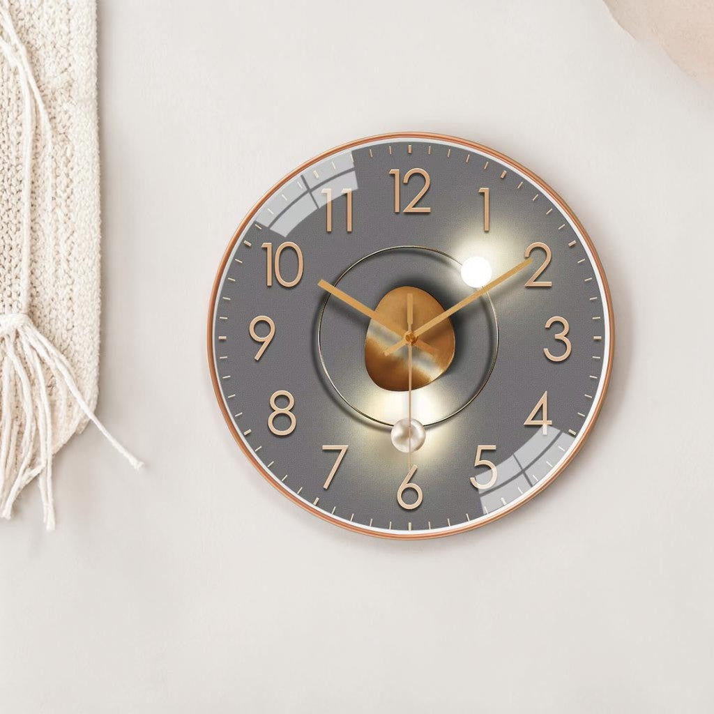Wandklok Stil Quartz 20cm Kunststof Glas Metalen Wijzers Analoog Slaapkamer Woonkamer Kantoor Werkkamer Geen Tik-Tak Geluid AA Batterij | Sansoti