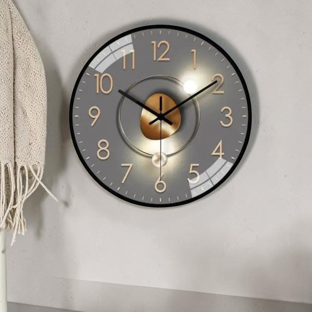 Wandklok Stil Quartz 20cm Kunststof Glas Metalen Wijzers Analoog Slaapkamer Woonkamer Kantoor Werkkamer Geen Tik-Tak Geluid AA Batterij | Sansoti