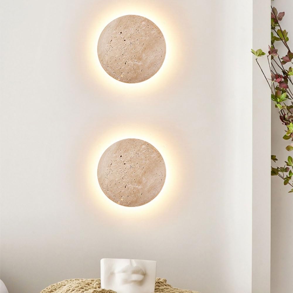 Wall lamp with Natural Stone – Minimalist Lighting in Travertine with Indirect Light Beam for Atmospheric Wall Accentuation | Sansoti