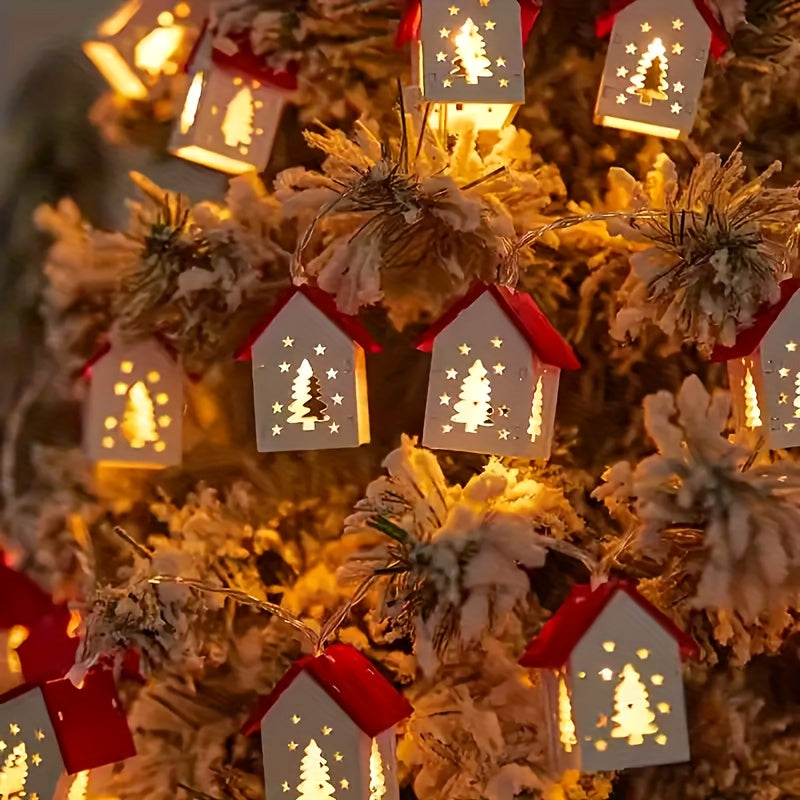 Verlichte Decoratie Huisjes LED Slinger 200cm Kerst Wintersfeer Warm Licht Batterij Sfeervol Kerstdecoratie | Sansoti