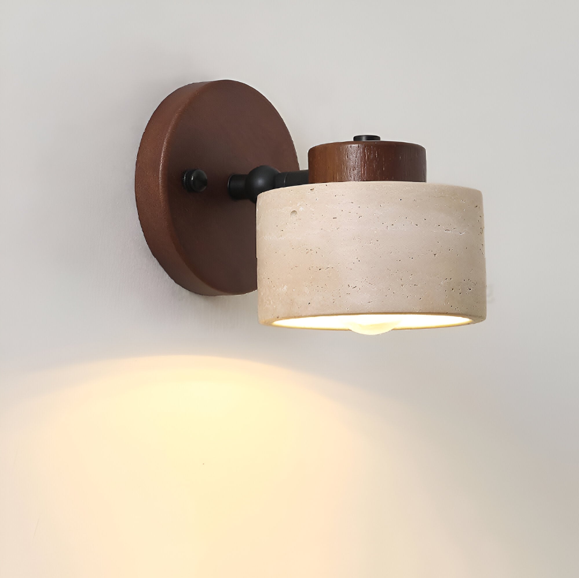 Wandlamp Travertin Steen LED E27 3000K Japandi Compact Rond | Sansoti
