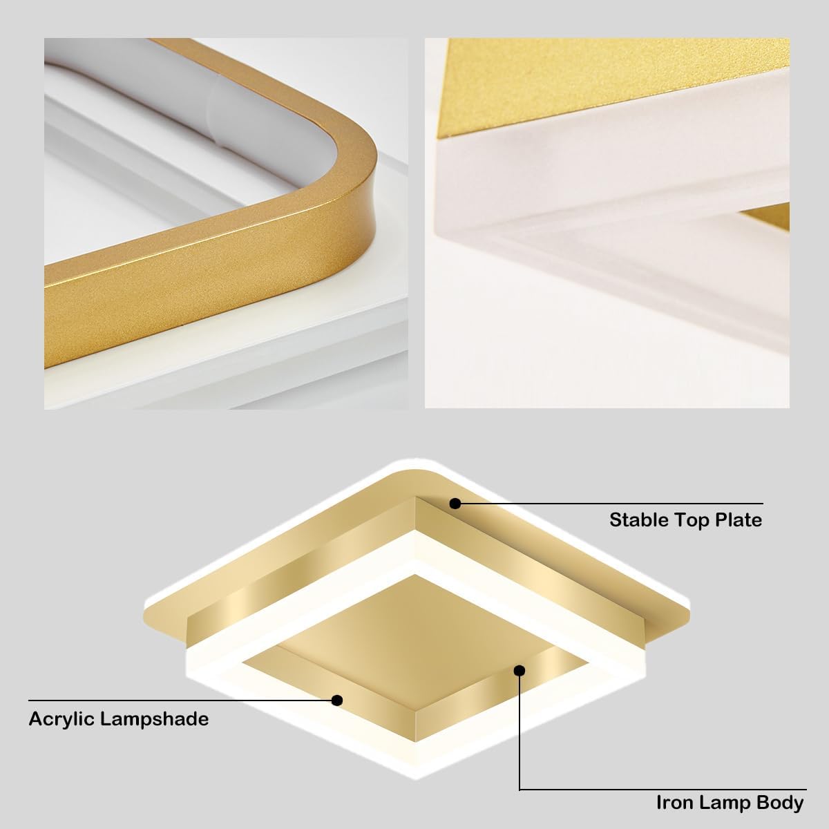 Plafondlamp Vierkant LED Modern Metaal En Acryl Flush Mount Design | Sansoti