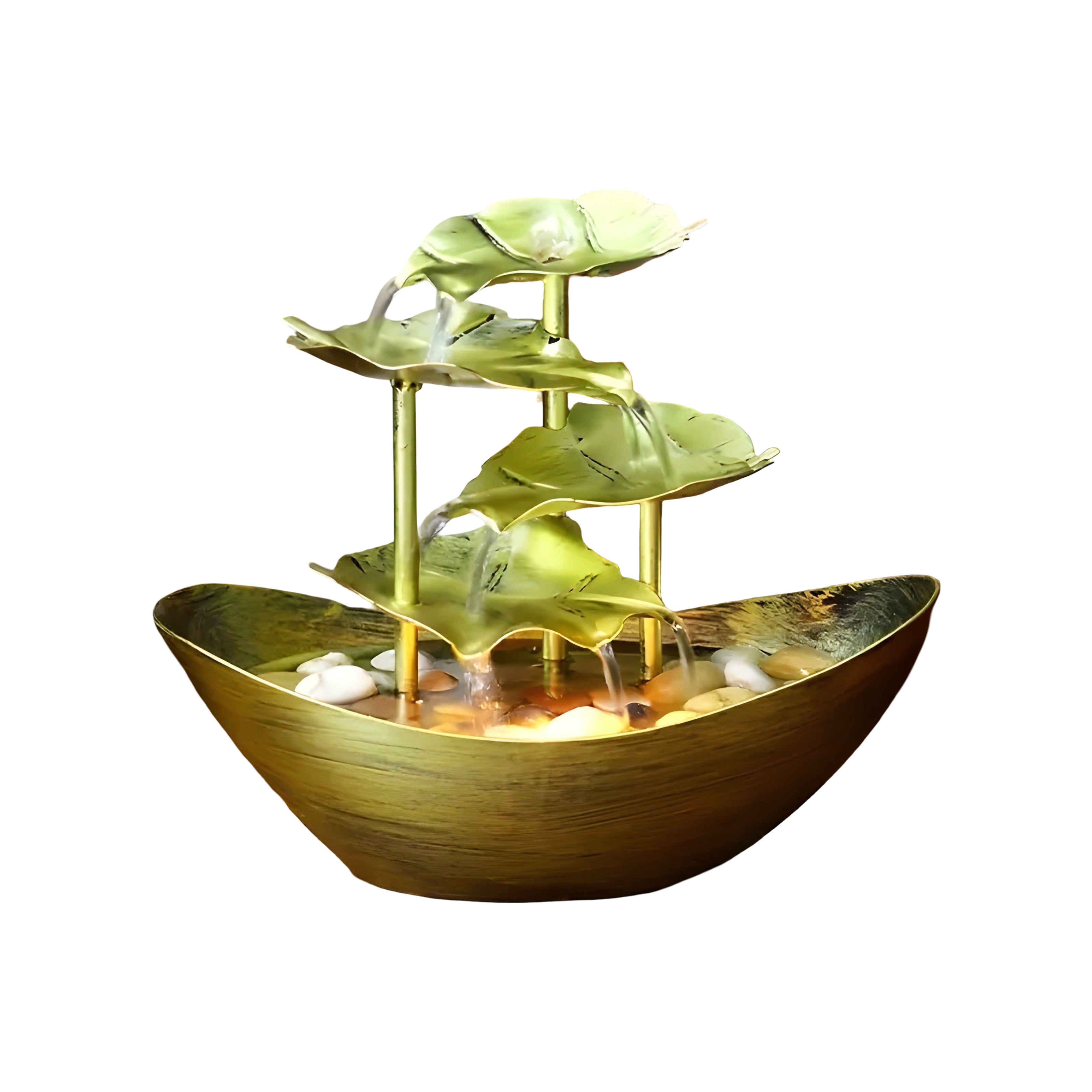 Tafelfontein LED Verlichting Metaal Vintage Ijzerblad Bureau Woonkamer Slaapkamer Waterornament Zen Sfeer | Sansoti