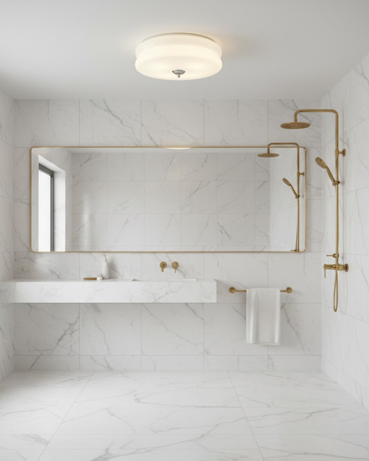 Art Deco Deckenleuchte in Beige mit Chromakzent und warmer Ambientebeleuchtung | Restfield