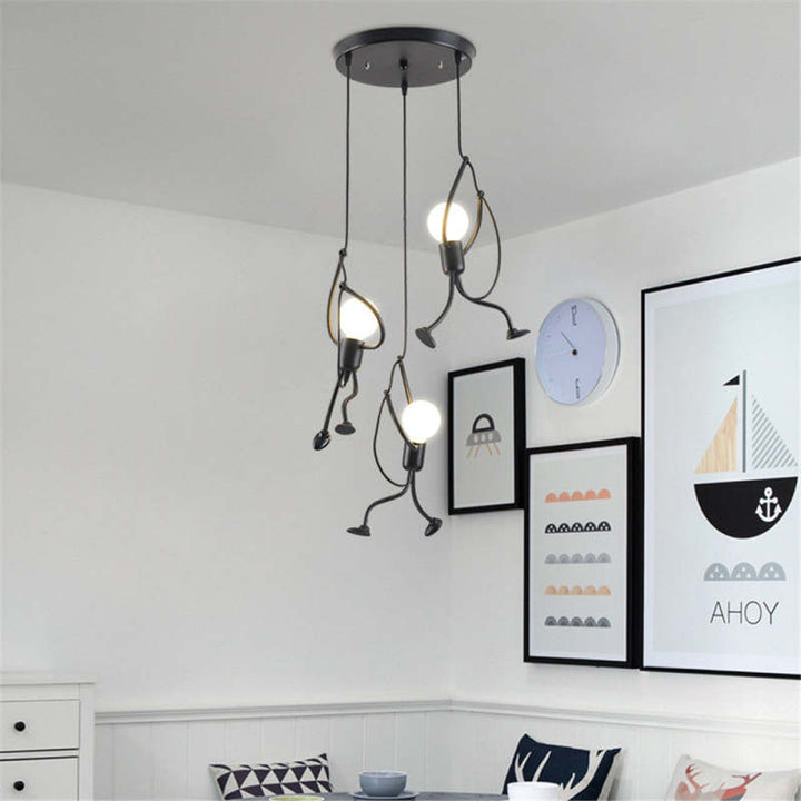 Speelse Robot Plafondlamp Metaal Zwart Goud Rood Kinderkamer Woonkamer 1-Kop 3-Kop Rond Retro Industrieel Design E27 LED-Fitting Creatieve Verlichting Plafond | Sansoti