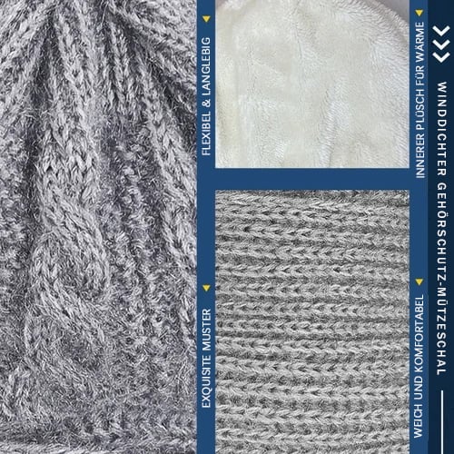 Wintermütze mit Gesichts- und Ohrwärmern Fleece-gefüttert Winddicht Gestrickt Unisex-Winteraccessoire | Sansoti