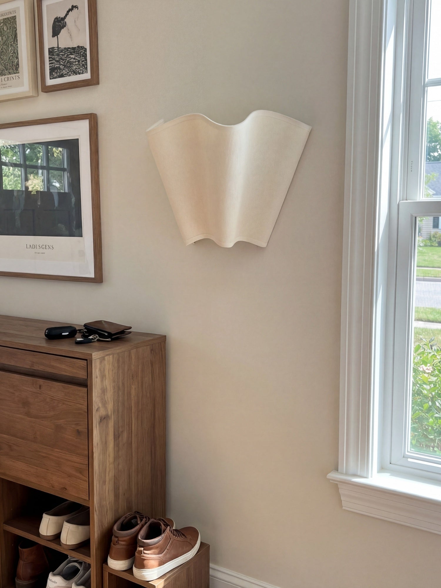 Wandlamp met Scalloped Linnen Kap Retro Design Klassieke Sfeerverlichting voor Woonkamer Slaapkamer Leeshoek | Sansoti