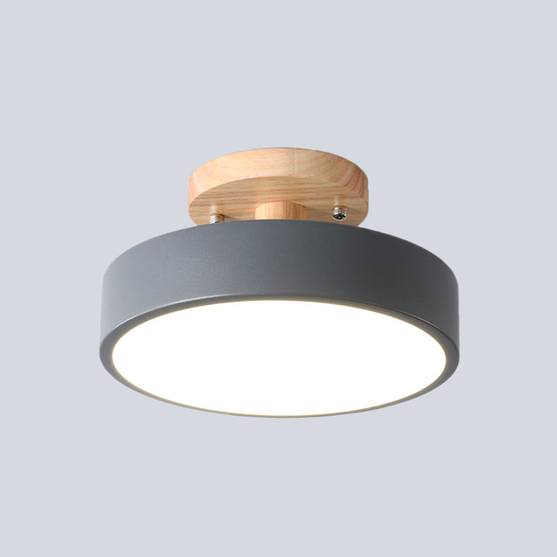 Trommel Plafondlamp LED Hout Scandinavisch Design Gang Hal Slaapkamer Woonkamer Modern Verlichtingsarmatuur | Sansoti