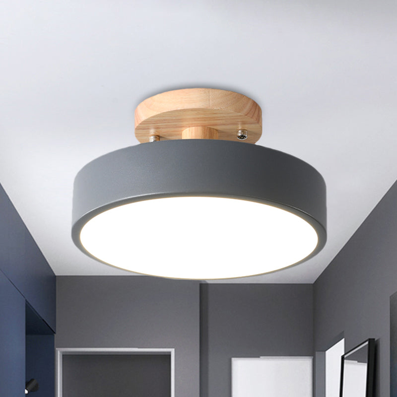 Trommel Plafondlamp LED Hout Scandinavisch Design Gang Hal Slaapkamer Woonkamer Modern Verlichtingsarmatuur | Sansoti