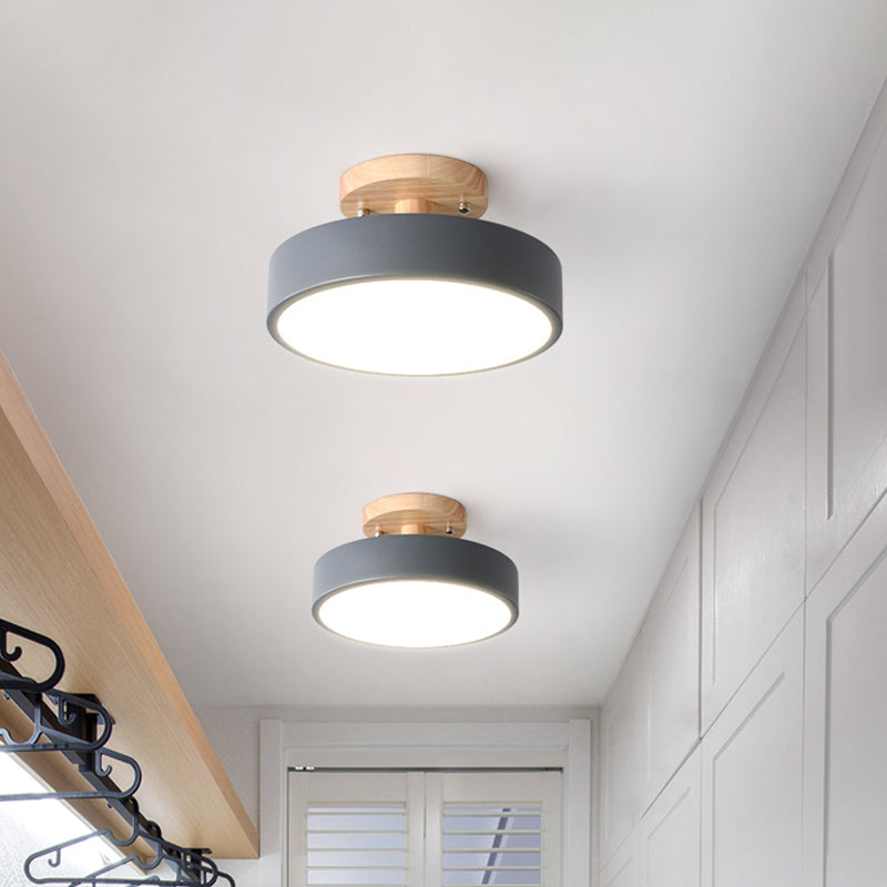 Trommel Plafondlamp LED Hout Scandinavisch Design Gang Hal Slaapkamer Woonkamer Modern Verlichtingsarmatuur | Sansoti