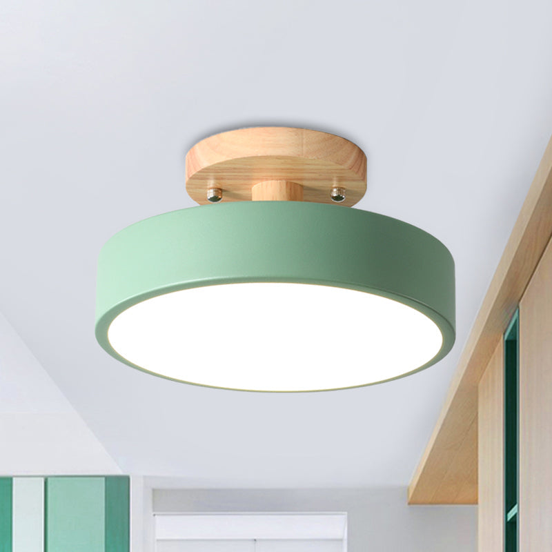 Trommel Plafondlamp LED Hout Scandinavisch Design Gang Hal Slaapkamer Woonkamer Modern Verlichtingsarmatuur | Sansoti
