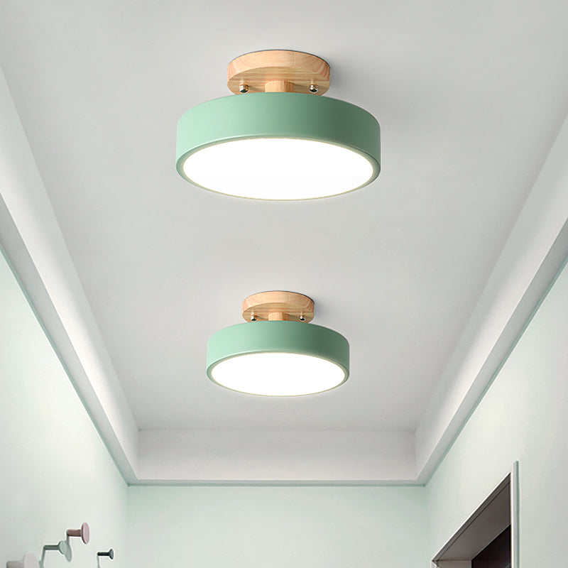 Trommel Plafondlamp LED Hout Scandinavisch Design Gang Hal Slaapkamer Woonkamer Modern Verlichtingsarmatuur | Sansoti