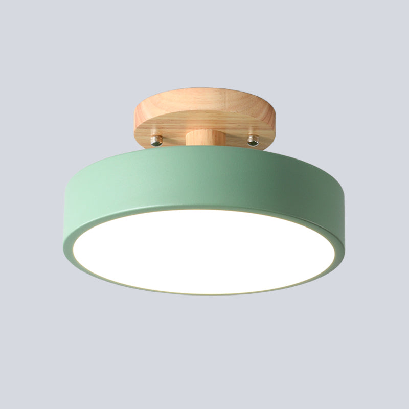 Trommel Plafondlamp LED Hout Scandinavisch Design Gang Hal Slaapkamer Woonkamer Modern Verlichtingsarmatuur | Sansoti