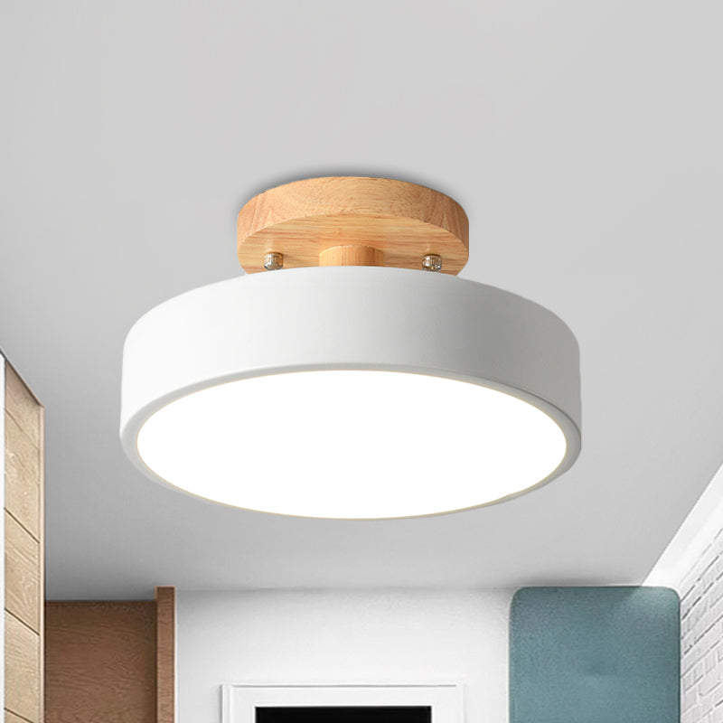 Trommel Plafondlamp LED Hout Scandinavisch Design Gang Hal Slaapkamer Woonkamer Modern Verlichtingsarmatuur | Sansoti