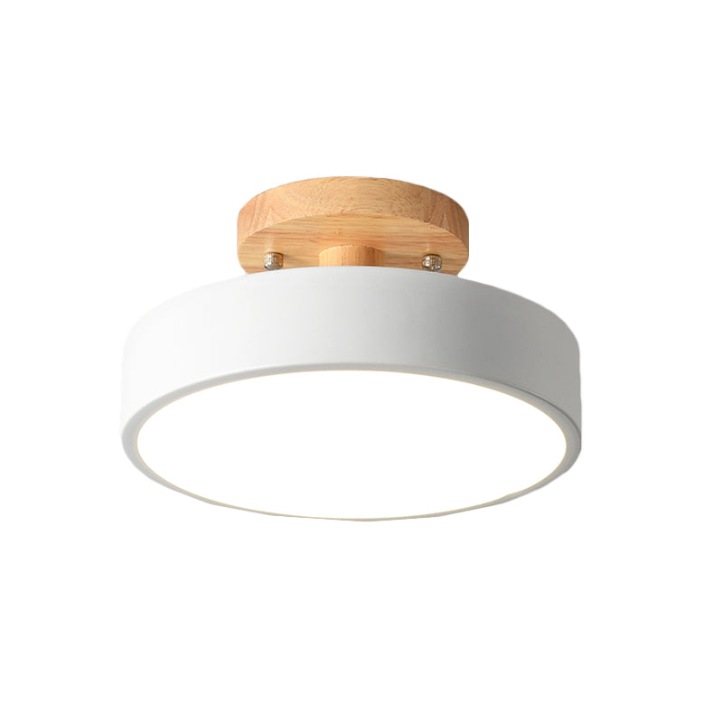 Trommel Plafondlamp LED Hout Scandinavisch Design Gang Hal Slaapkamer Woonkamer Modern Verlichtingsarmatuur | Sansoti