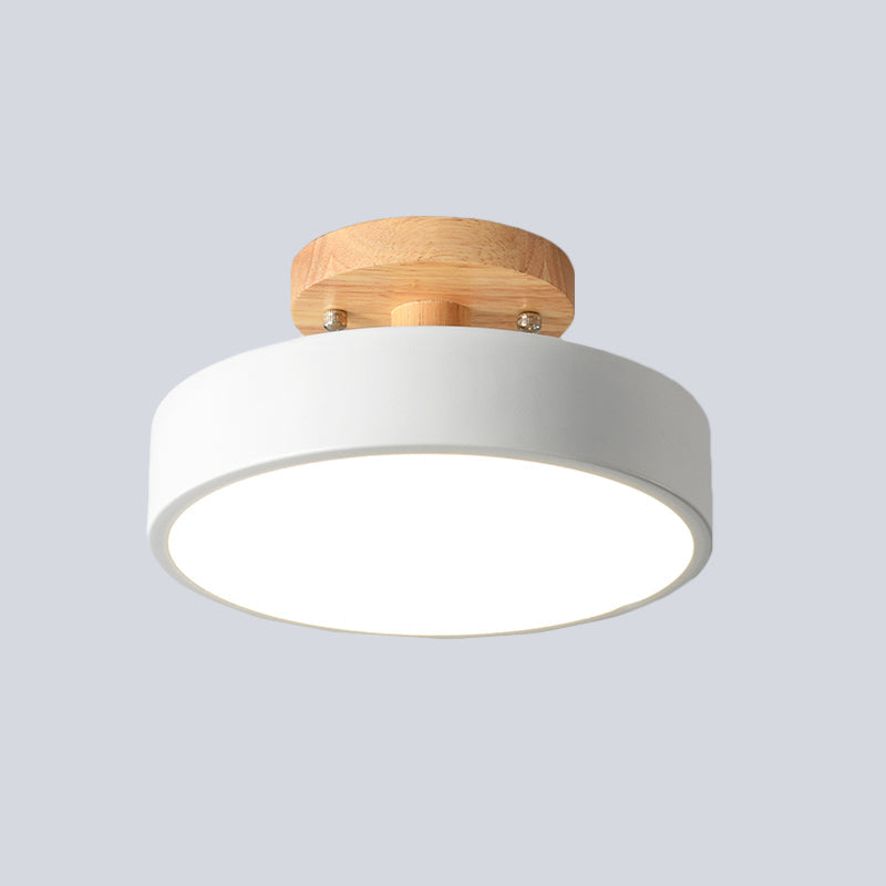 Trommel Plafondlamp LED Hout Scandinavisch Design Gang Hal Slaapkamer Woonkamer Modern Verlichtingsarmatuur | Sansoti