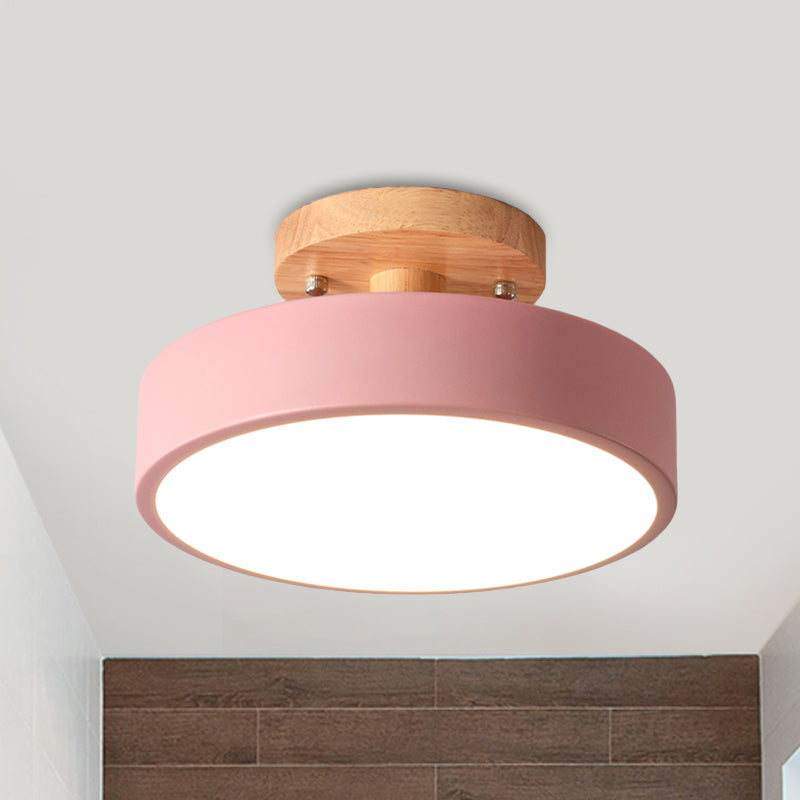 Trommel Plafondlamp LED Hout Scandinavisch Design Gang Hal Slaapkamer Woonkamer Modern Verlichtingsarmatuur | Sansoti
