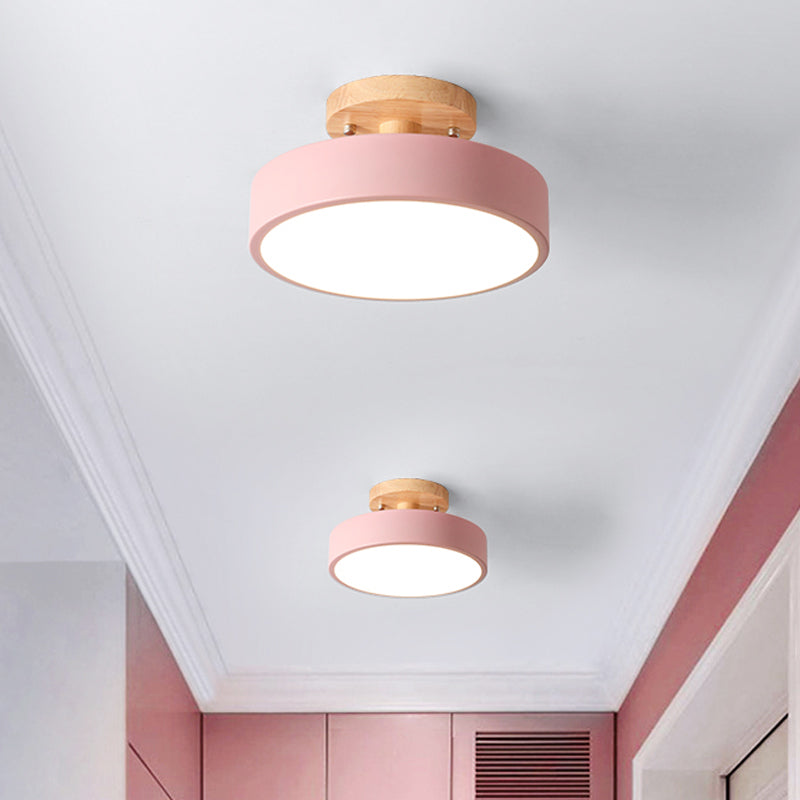 Trommel Plafondlamp LED Hout Scandinavisch Design Gang Hal Slaapkamer Woonkamer Modern Verlichtingsarmatuur | Sansoti