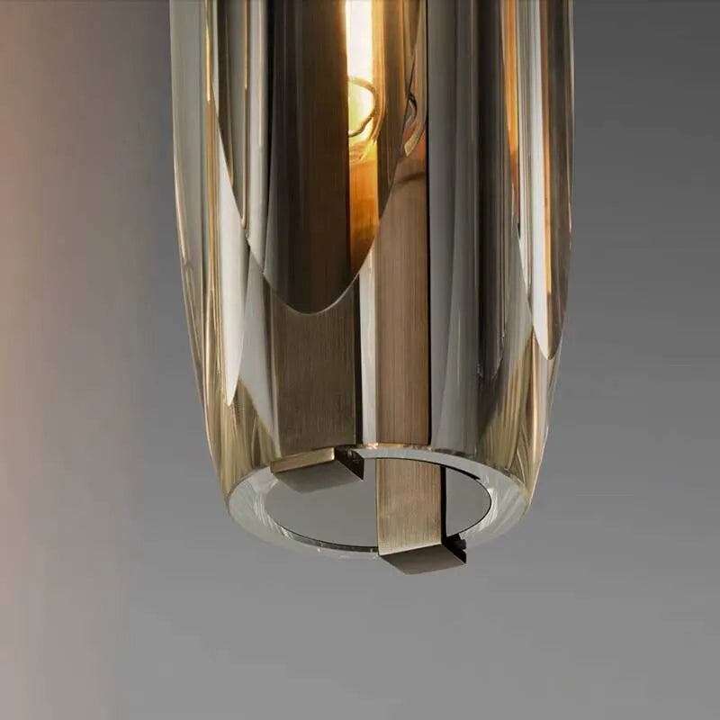 Glazen Hanglamp met Messing Armatuur en Rookglas Kap Scandinavisch Design voor Eetkamer Woonkamer Keuken | Sansoti