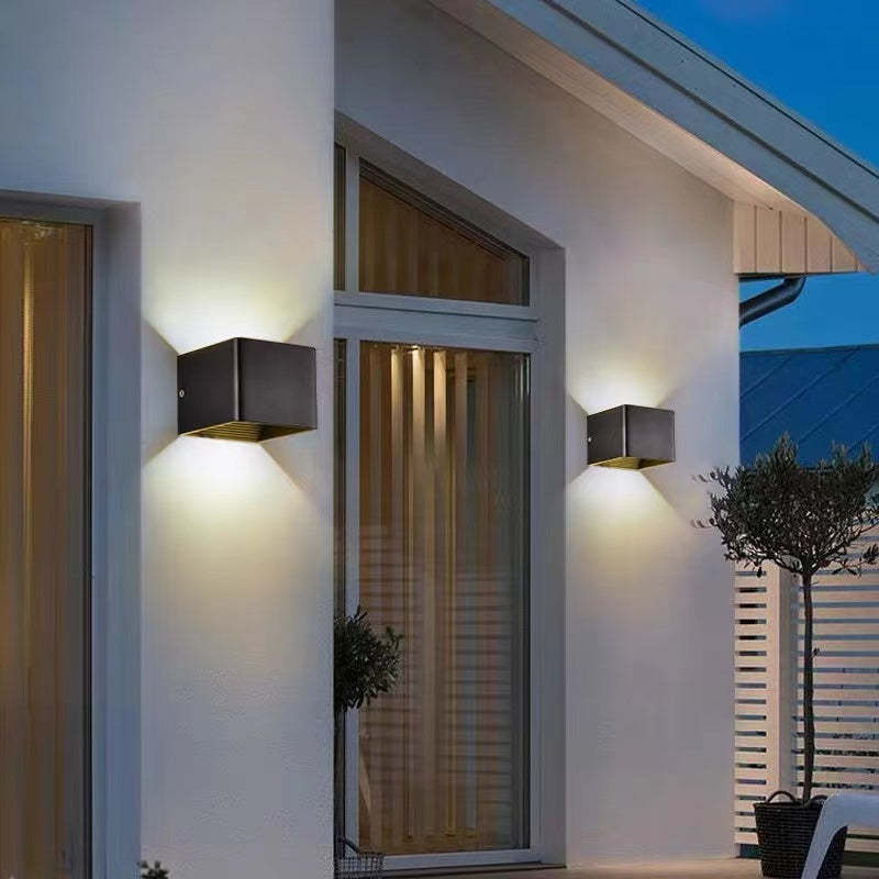 Square Outdoor Wall Light LED Adjustable Black White Gray Waterproof IP65 Metal Acrylic Garden Lighting | Sansoti