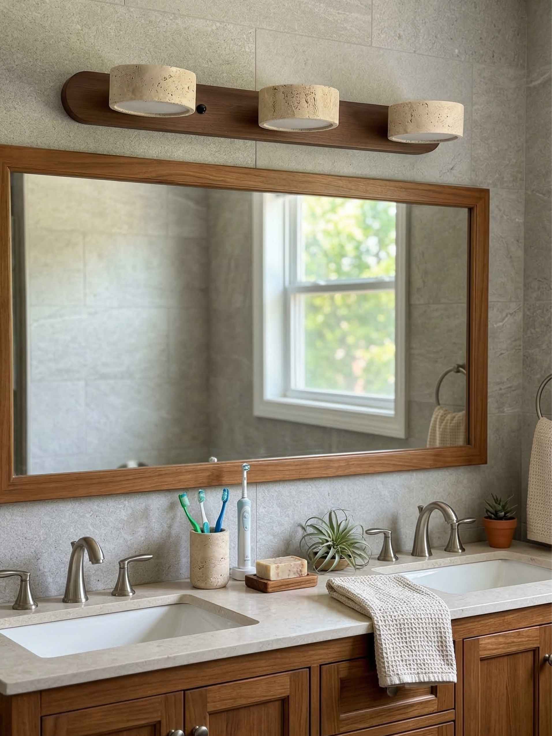 Wandlamp met meerdere lichtpunten natuursteen modern badkamerverlichting warmwit koelwit 2-3-4 lichts stenen armatuur | Sansoti