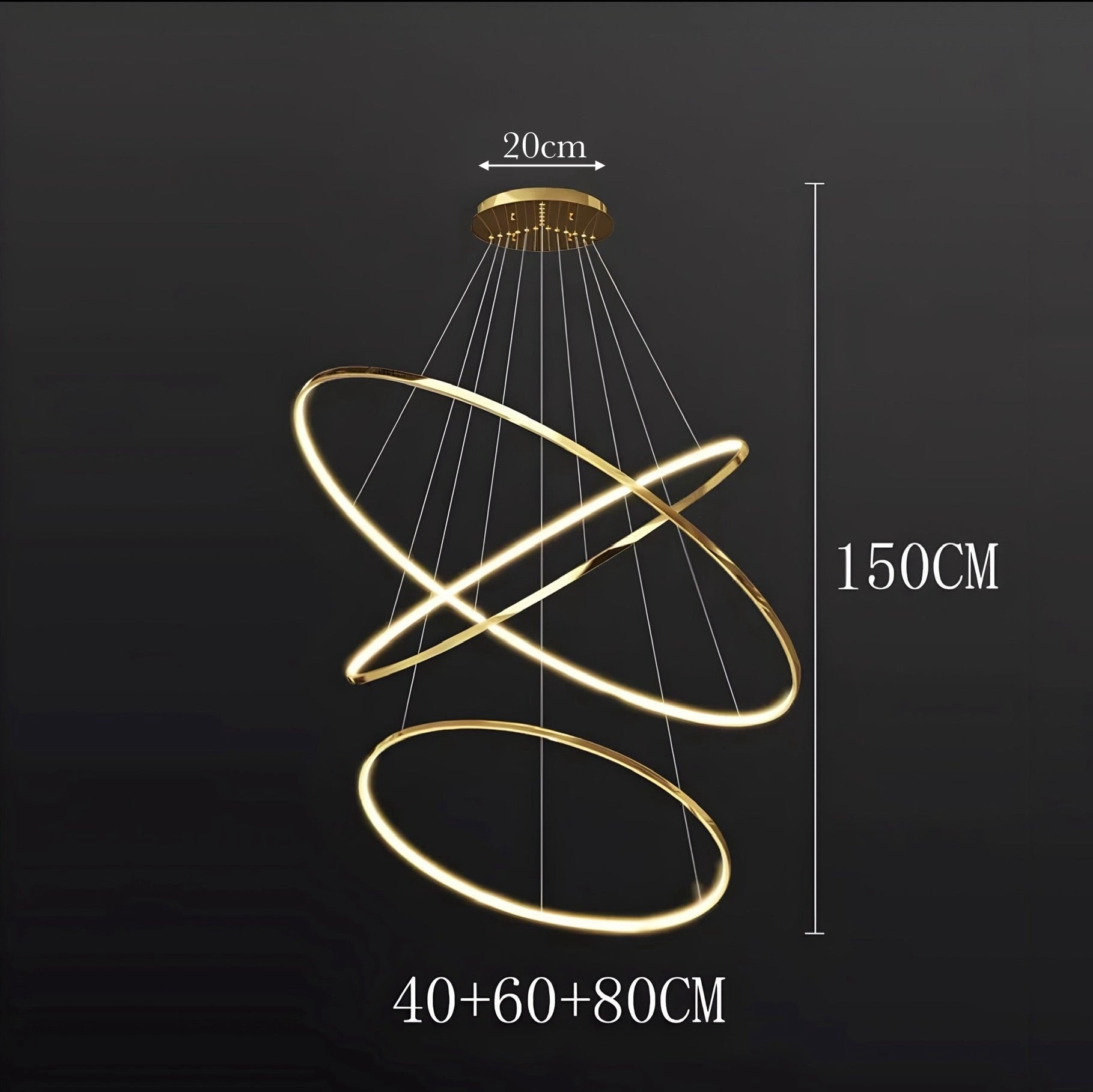 LED Kroonluchter Ringen Dimbaar RVS Goud Of Zwart 3 Tot 8 Elementen | Sansoti