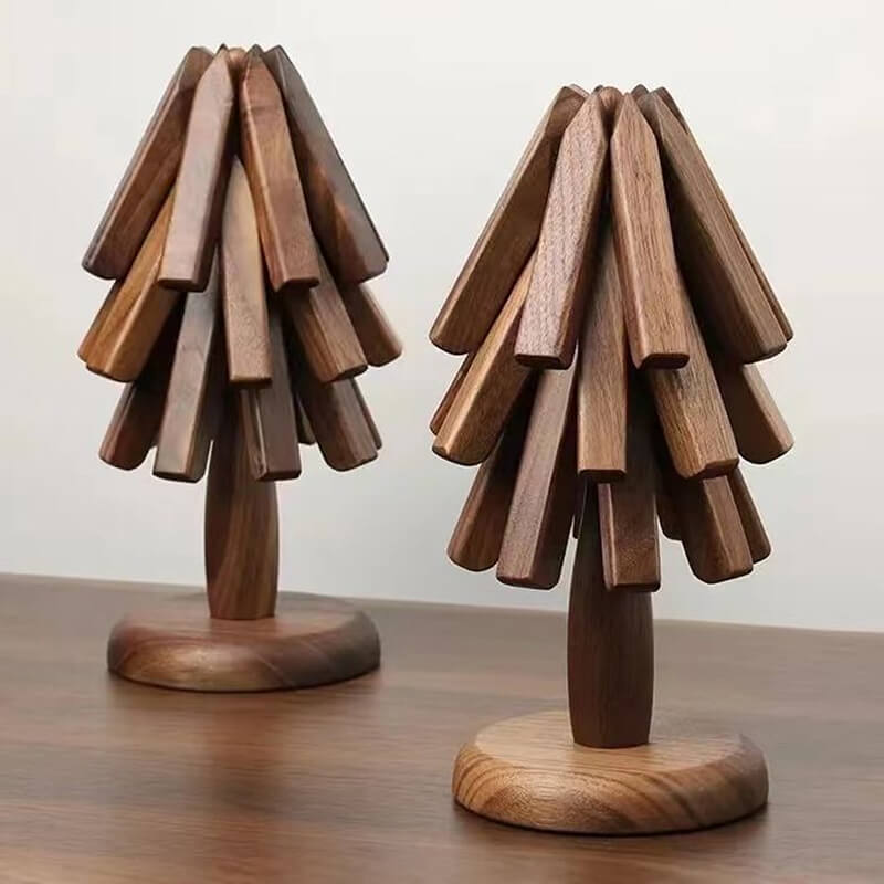 Dessous de plat en noyer, design arbre en bois, 10x25 cm, protection de table | Restfield