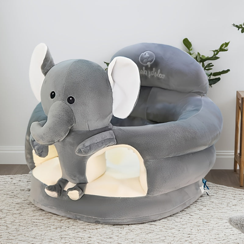 Zachte Babyzitbank voor Eerste Zit- en Staavonturen Pluche Veiligheid Comfort Kamer 0-12 Maanden Groen Grijs | Sansoti