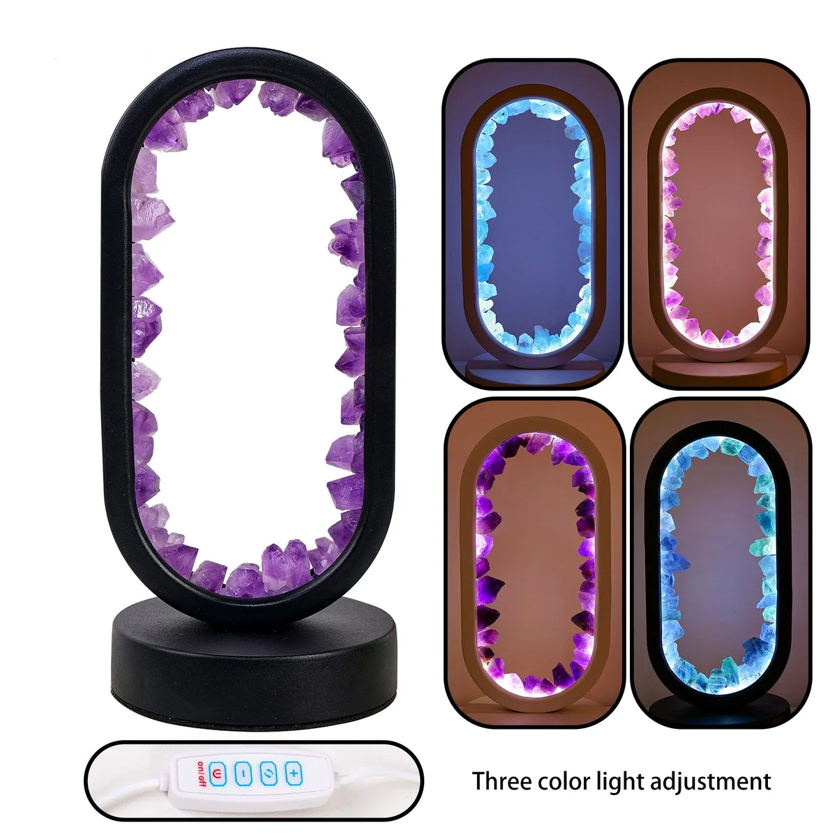Handgemaakte Edelsteenlamp Amethist Celestiet Kristal Sfeerverlichting Ontspanning Meditatie Yoga Slaapkamer | Sansoti
