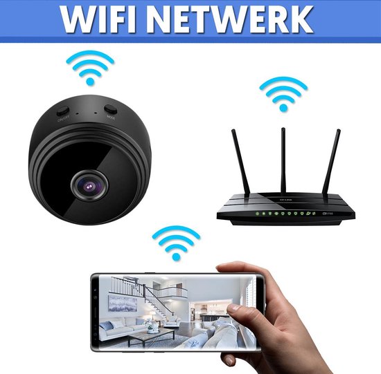 Mini beveiligingscamera draadloos 1080P HD zwart wifi camera nachtzicht 150 graden huis kantoor bewaking | Sansoti