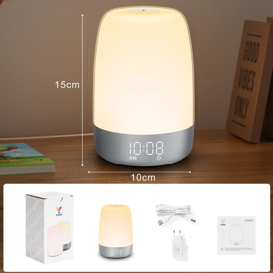 Weklicht met Zonsopgang Simulatie Natuurgeluiden USB-C Oplaadbaar Draadloos Nachtlampje Slaapkamer 20cm | Sansoti