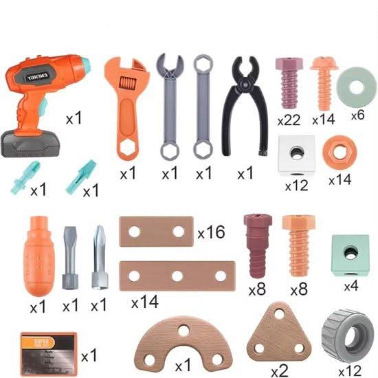 Set d’Outils Jouet Enfants Plastique ABS Set de Construction Créatif Motricité Jeu de Rôle | Restfield