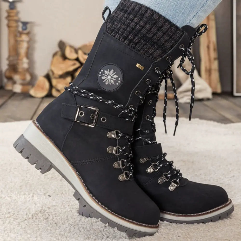 Waterproof Ankle Boots for Women Winter Boots Non-Slip Warm Lining Lace-Up Comfortable Winter Shoes | Sansoti