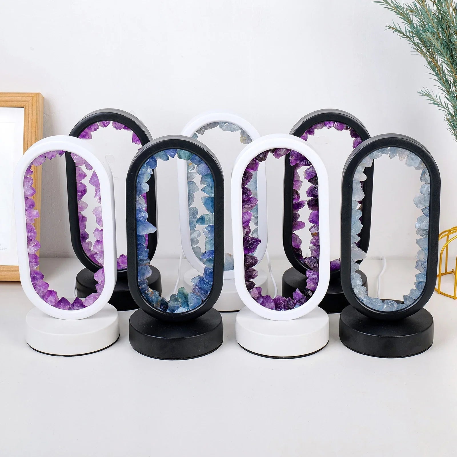 Tafellamp Amethist Handgemaakt Natuurkristal LED E14 Paars Roze Sfeer Slaapkamer Meditatie Yoga Rustgevend Decoratie Innerlijke Rust | Sansoti